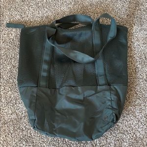 Lululemon olive mesh gym bag.